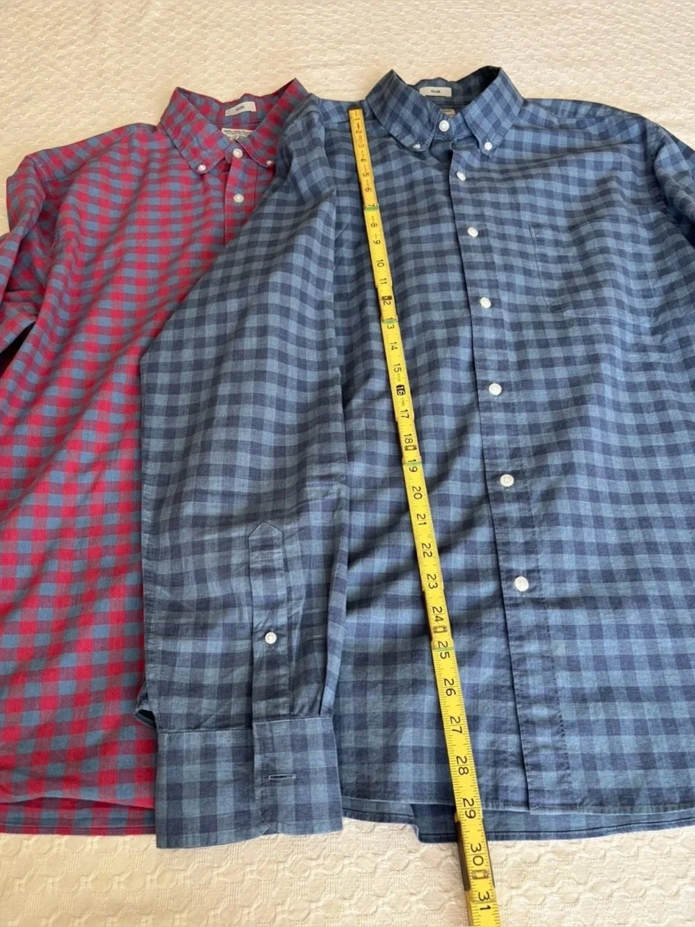 J. Crew Men's Button-Down Checked Shirt - Red and Blue Plaid Organic Cotton